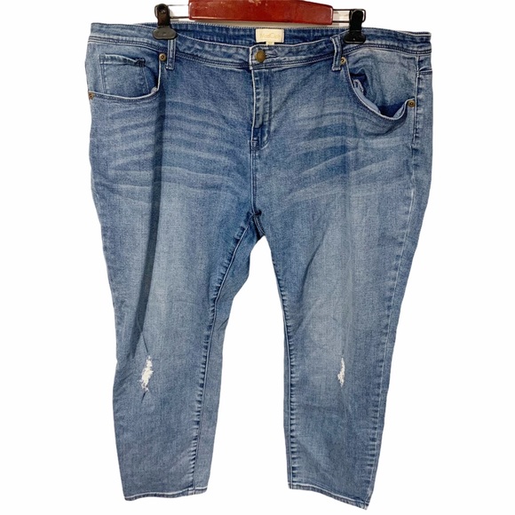 Modcloth Denim - Modcloth‎ Plus Size 3X Light Wash Distressed Ripped Straight Leg Jeans